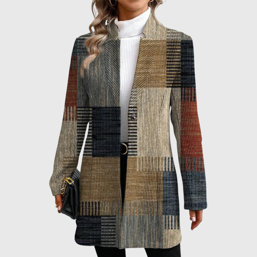 Manteau long matelassé à carreaux pour femme