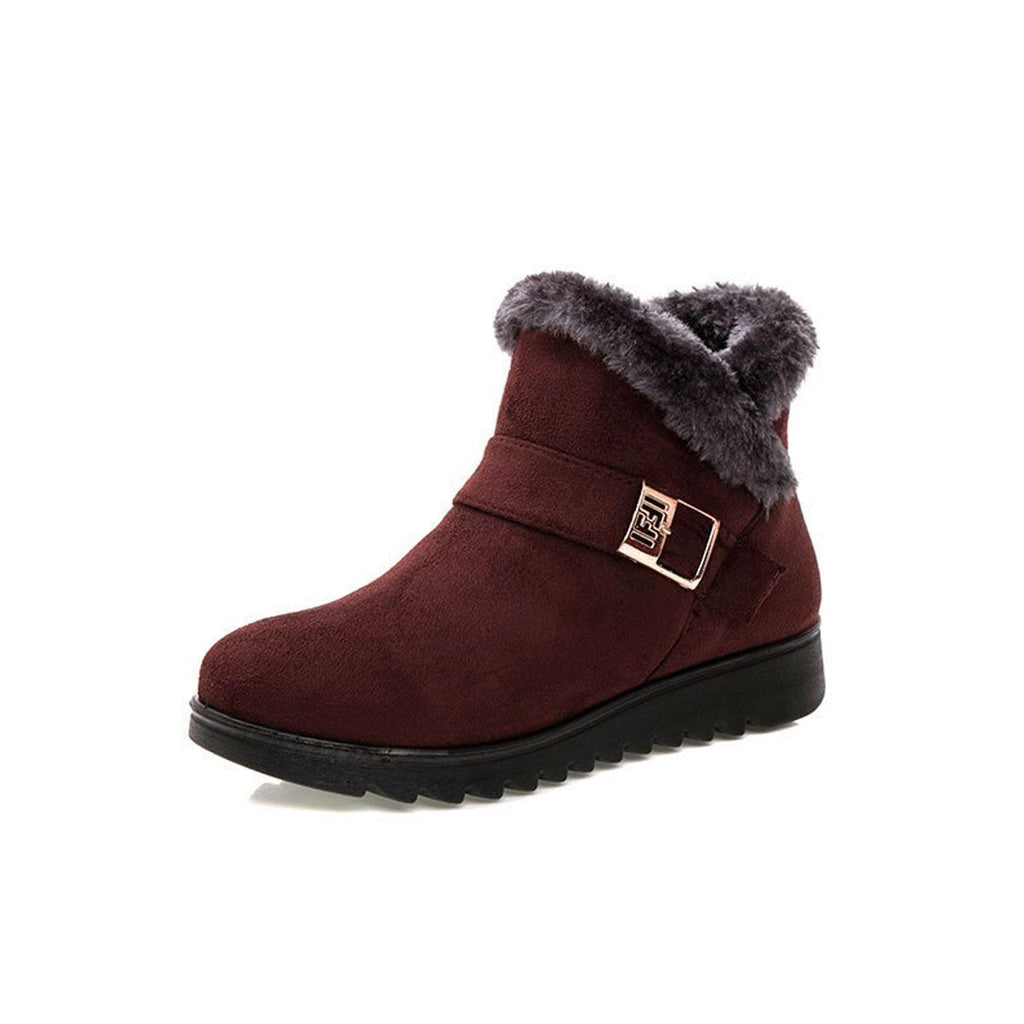 Faux-Suede Ankle Boots with Fur Trim