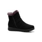 Faux-Suede Ankle Boots with Fur Trim