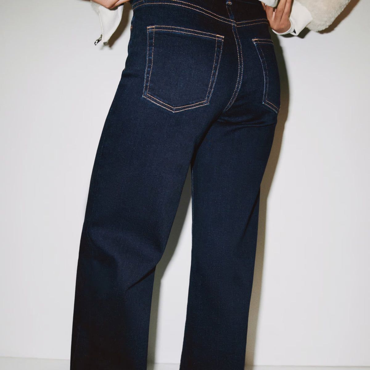 Women's Double-Button Wide-Leg Denim Trousers