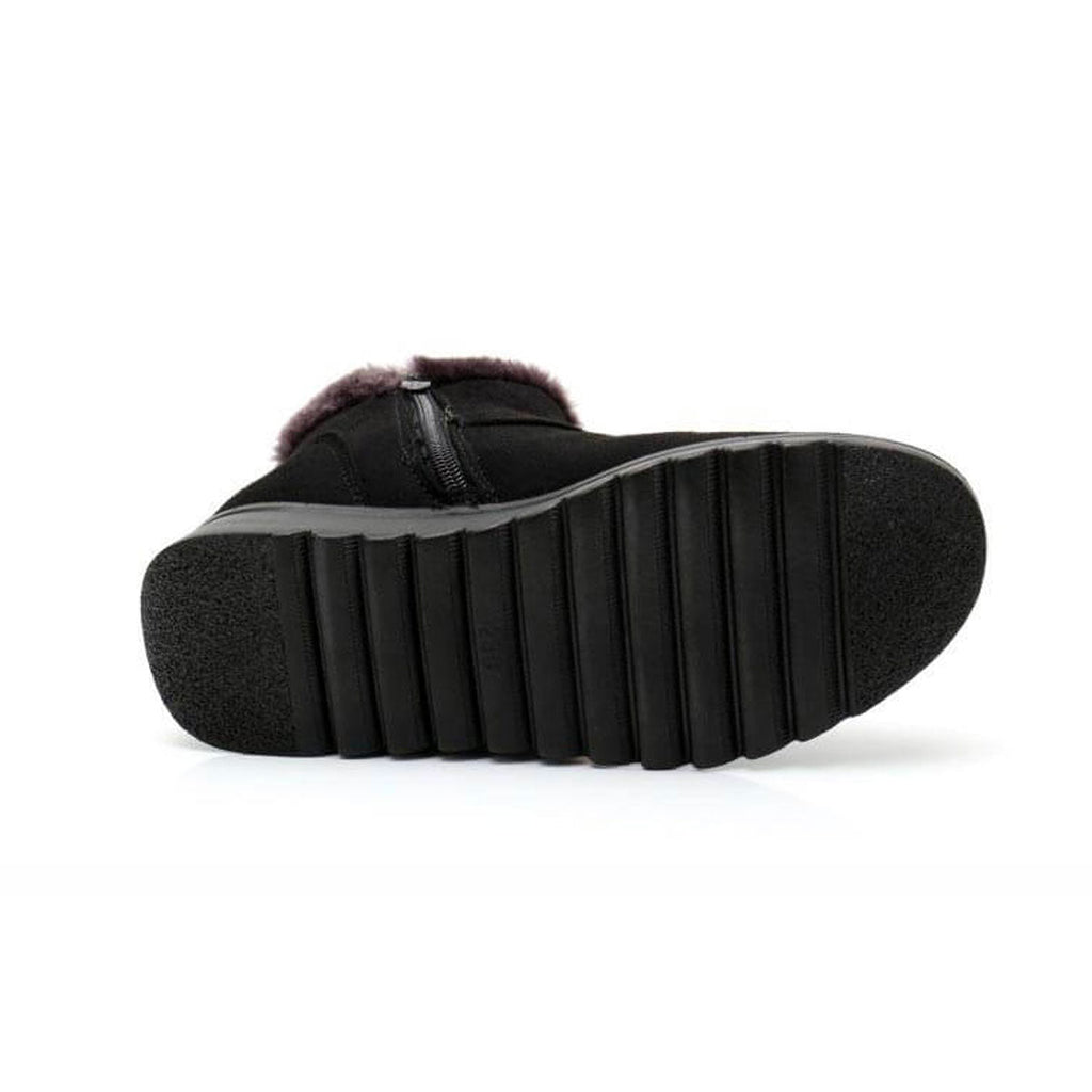 Faux-Suede Ankle Boots with Fur Trim