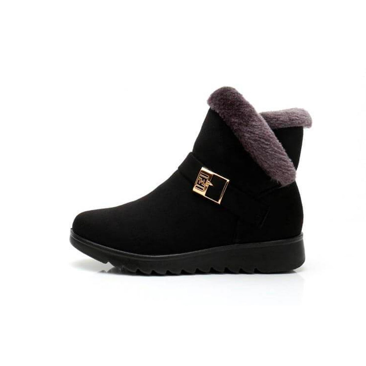 Faux-Suede Ankle Boots with Fur Trim