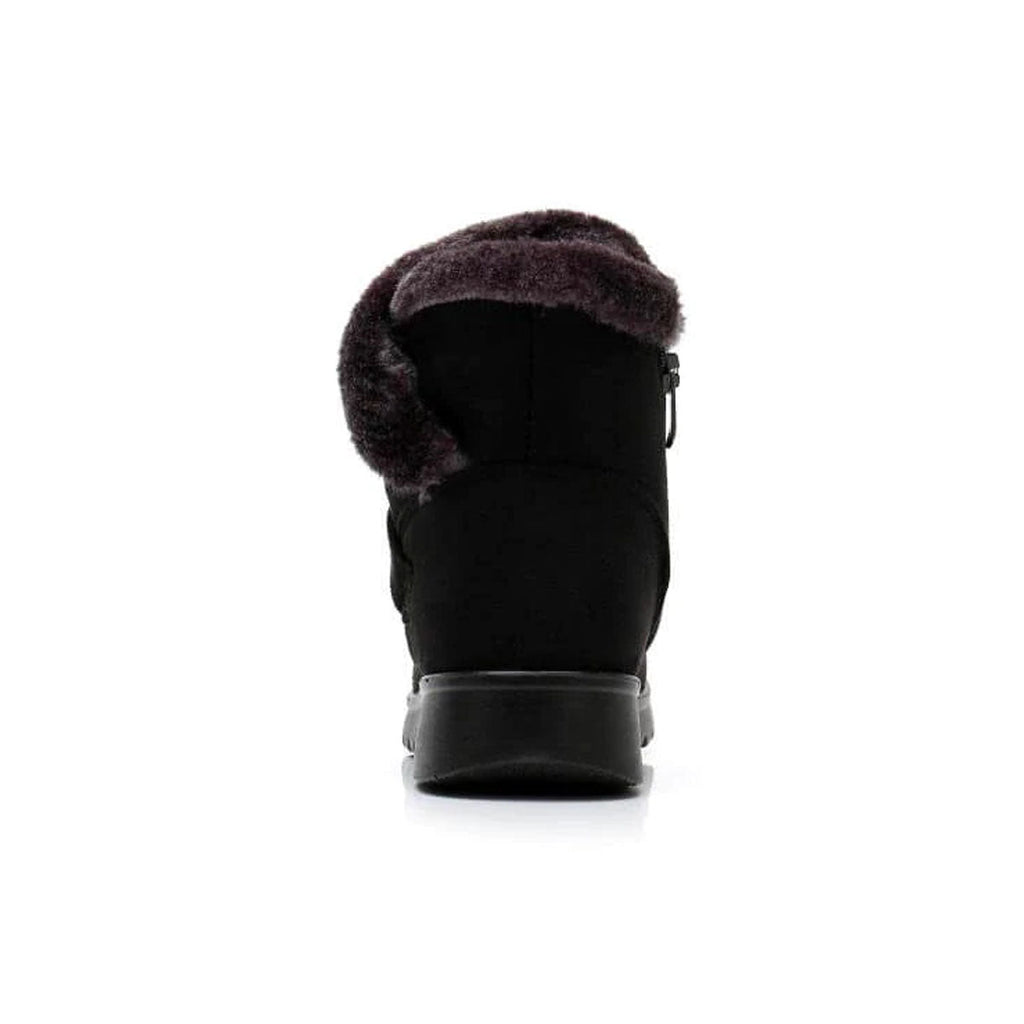 Faux-Suede Ankle Boots with Fur Trim
