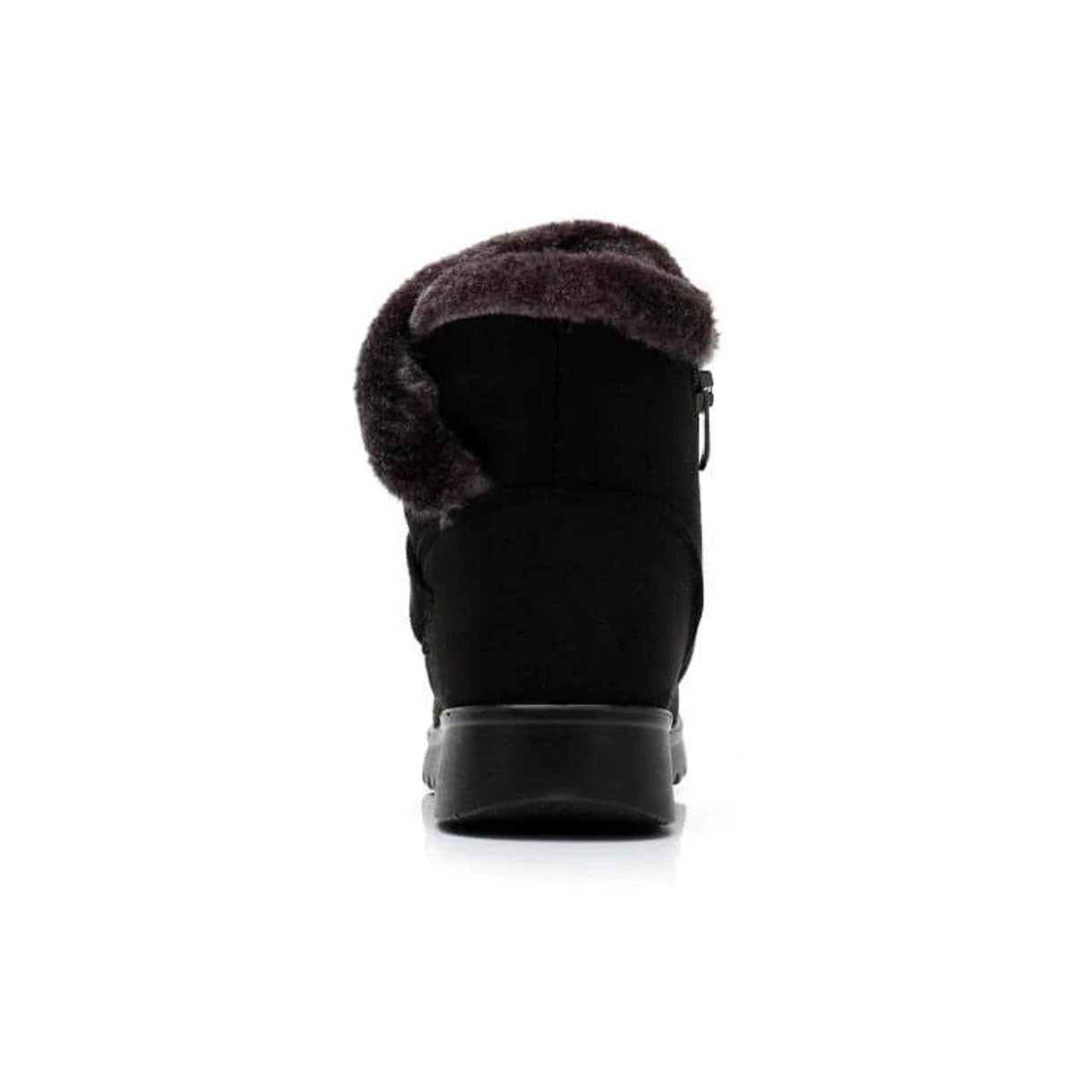 Faux-Suede Ankle Boots with Fur Trim