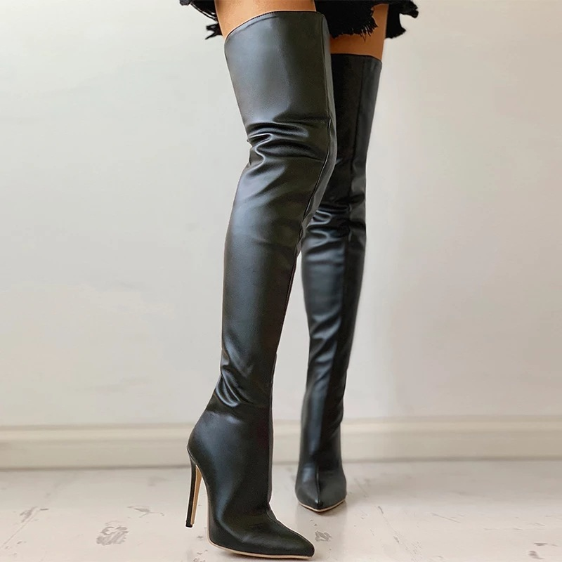 Women Over-the-Knee Boots with Zip Closure and Elegant High Heel Design