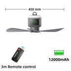 Cordless Rechargeable Ceiling Fan with Integrated Light