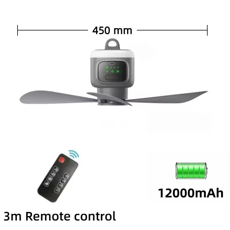 Cordless Rechargeable Ceiling Fan with Integrated Light
