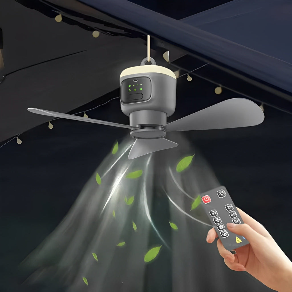 Cordless Rechargeable Ceiling Fan with Integrated Light