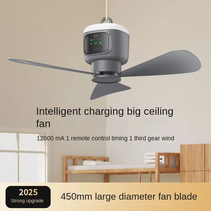 Cordless Rechargeable Ceiling Fan with Integrated Light