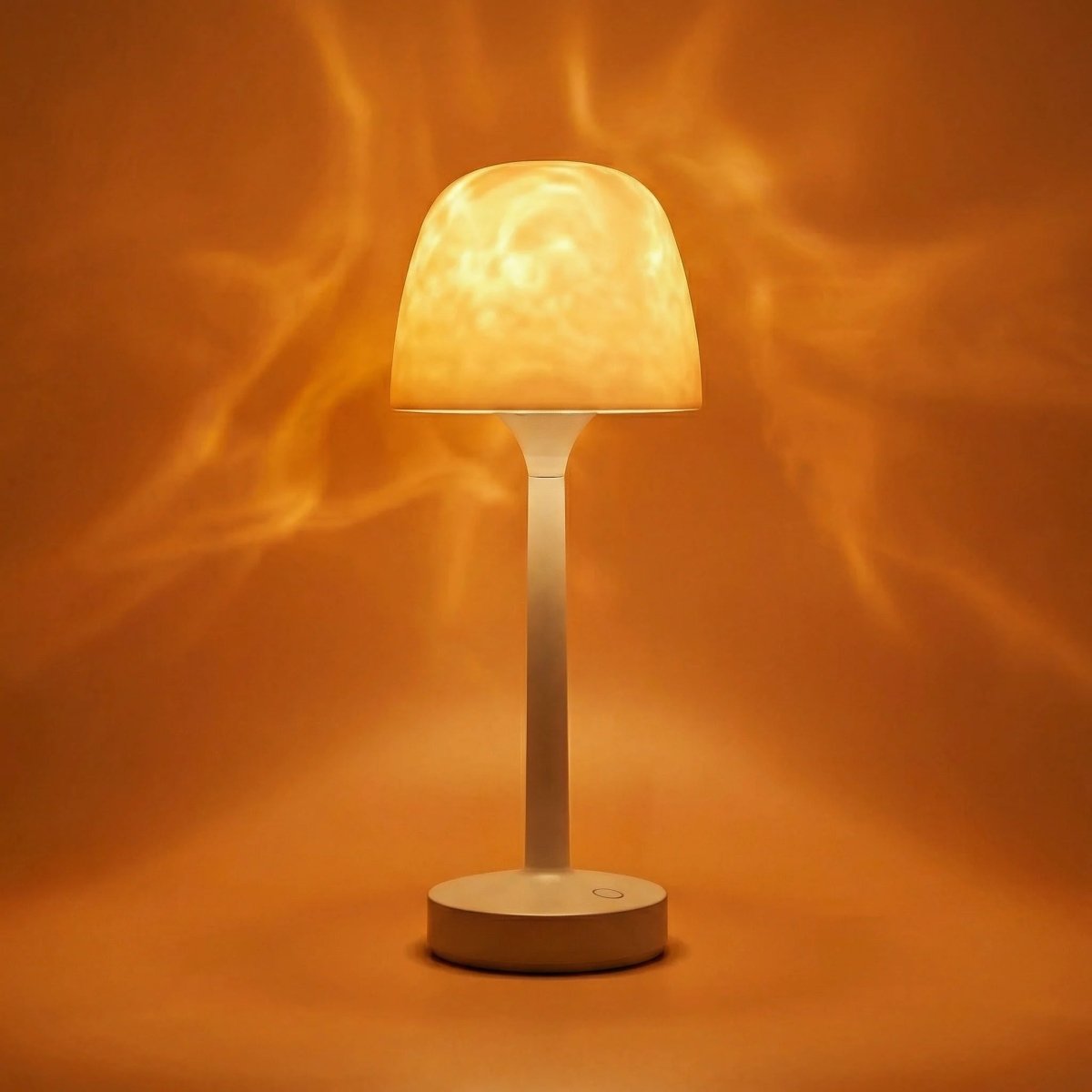 Trådløs LED-bordlampe formet som en svamp med stemningsfuld projektionsbelysning