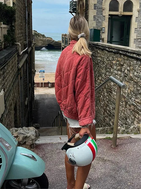 Übergroße Steppjacke für Damen