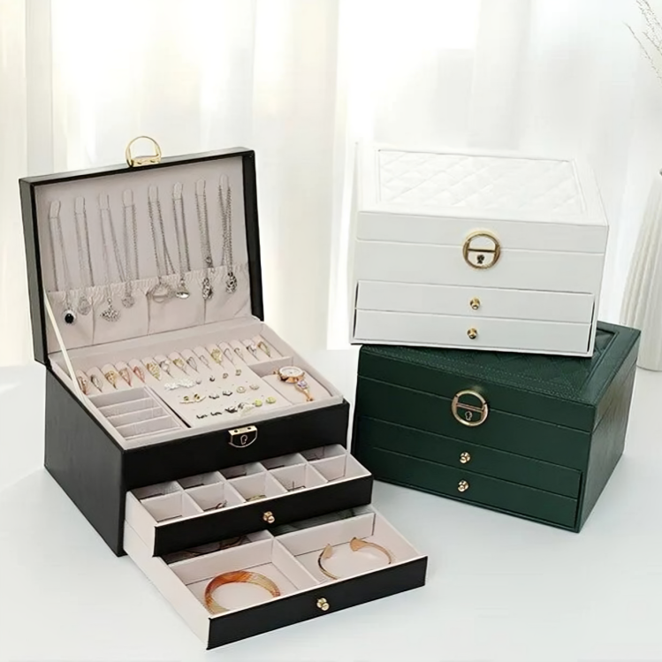 Élégante boîte de rangement à plusieurs niveaux pour bijoux