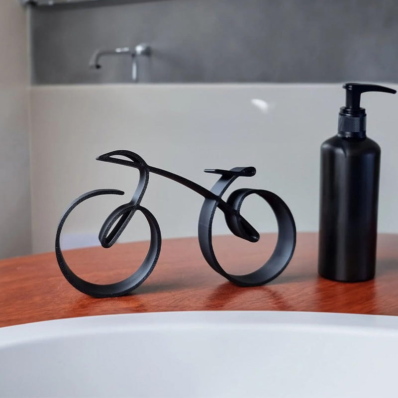 Minimalistisk cykelskulptur til dekorativ udstilling