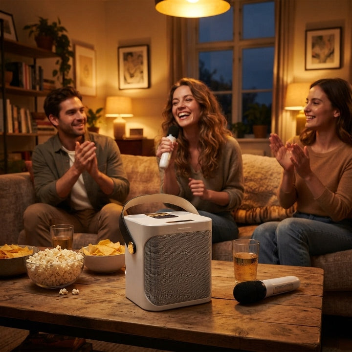 Bærbar Bluetooth-karaokehøjttaler med 2 trådløse mikrofoner