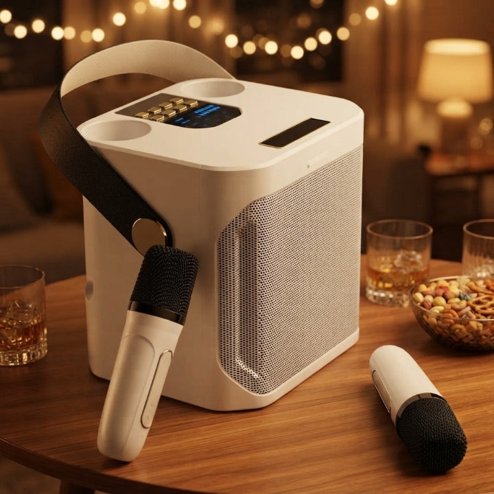 Bærbar Bluetooth-karaokehøjttaler med 2 trådløse mikrofoner