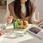 Portable Salad Container with Side Opening and Screw Lid
