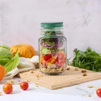 Portable Salad Container with Side Opening and Screw Lid