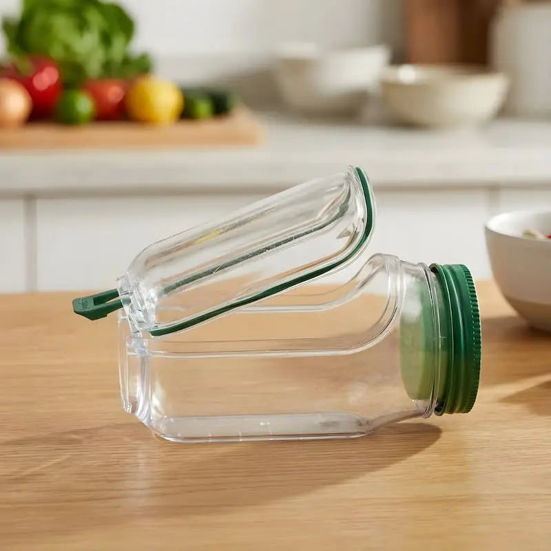 Portable Salad Container with Side Opening and Screw Lid