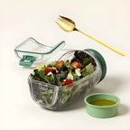 Portable Salad Container with Side Opening and Screw Lid