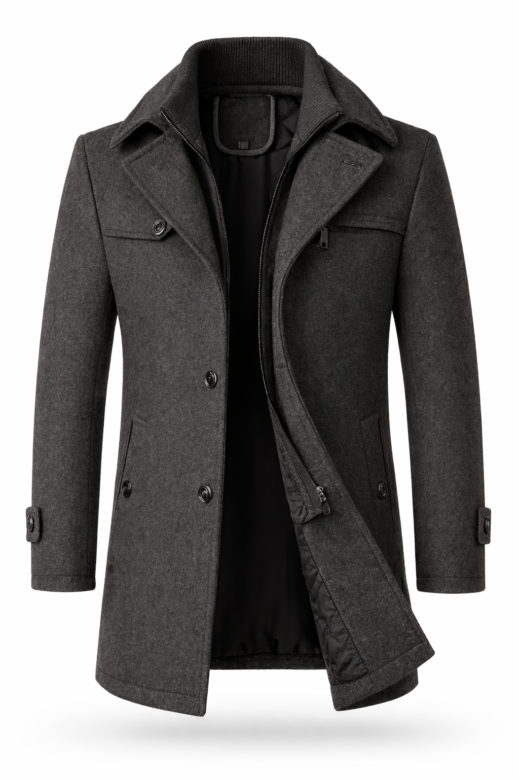 Men’s Layered Collar Button Front Coat