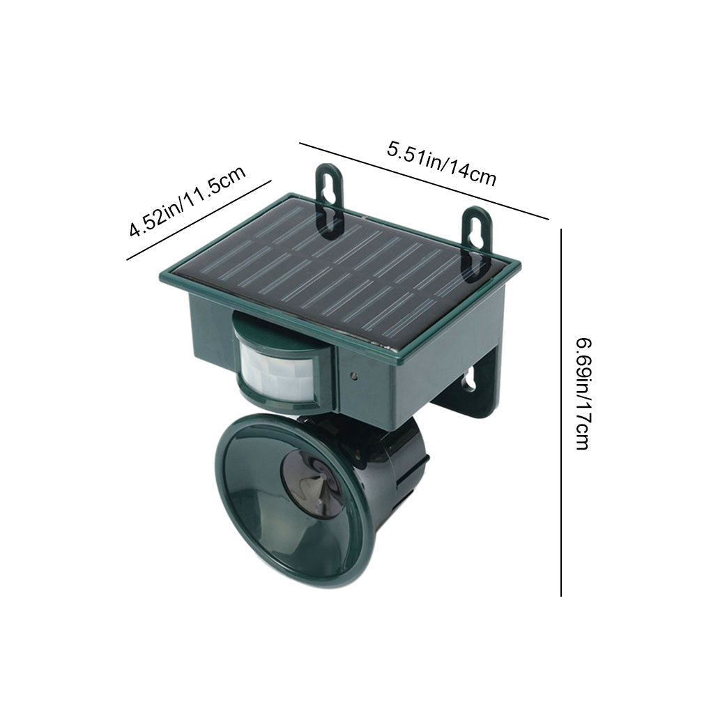 Ahuyentador de aves con sensor de movimiento para exteriores y modos de sonido ajustables