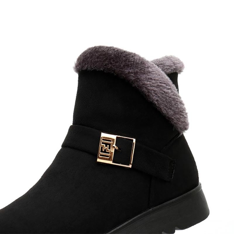 Faux-Suede Ankle Boots with Fur Trim