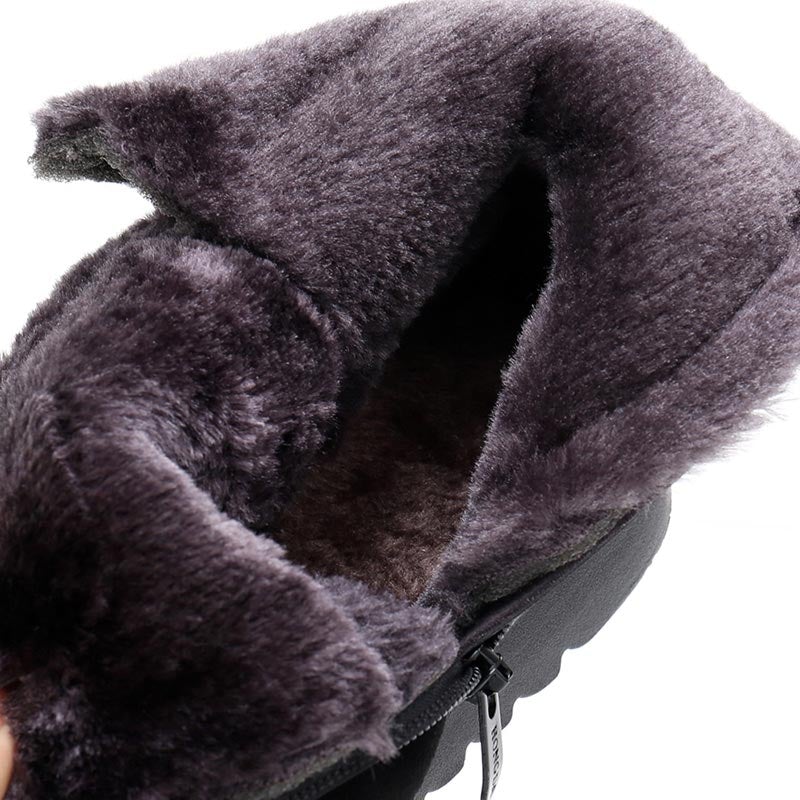 Faux-Suede Ankle Boots with Fur Trim