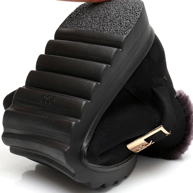 Faux-Suede Ankle Boots with Fur Trim