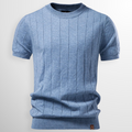 Men's Ribbed Knit Crew Neck T-Shirt