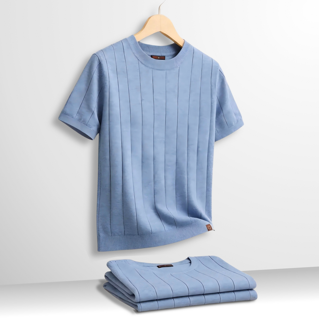 Men's Ribbed Knit Crew Neck T-Shirt