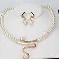 Set di collana e orecchini da donna con perle e cristalli a spirale