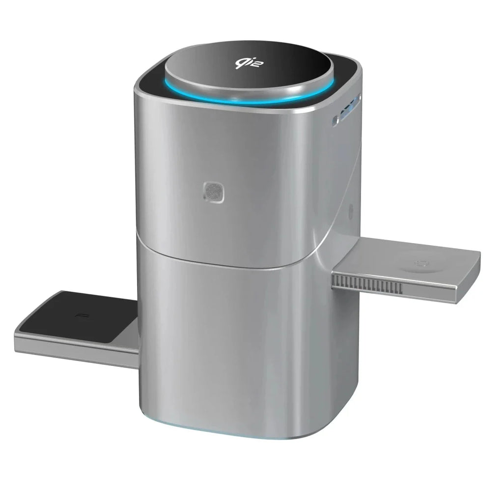 Station de charge sans fil rotative 3-en-1 pour téléphone, montre et écouteurs