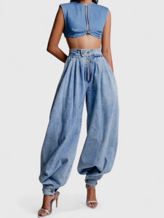 Ballonjeans für Damen mit hoher Taille