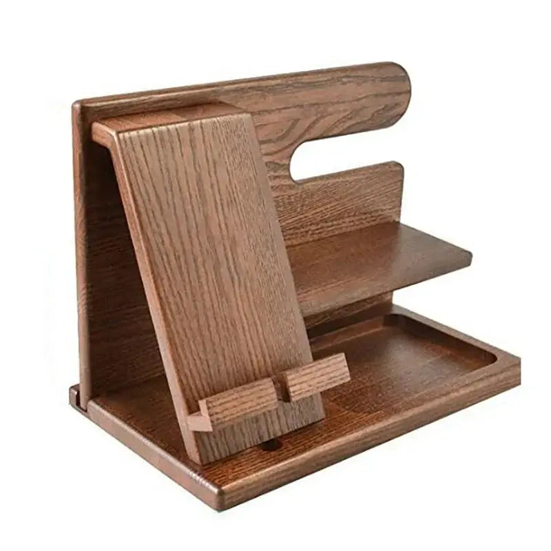 Wooden Desk Organiser with Adjustable Phone Stand