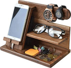 Wooden Desk Organiser with Adjustable Phone Stand