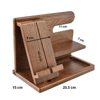 Wooden Desk Organiser with Adjustable Phone Stand