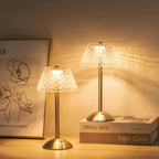 Bordlampe med krystalskærm