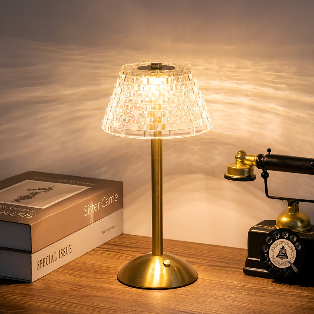 Bordlampe med krystalskærm