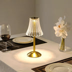 Bordlampe med krystalskærm