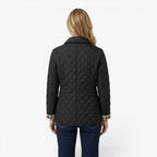 Chaqueta acolchada entallada para mujer con cuello alto y diseño de rombos
