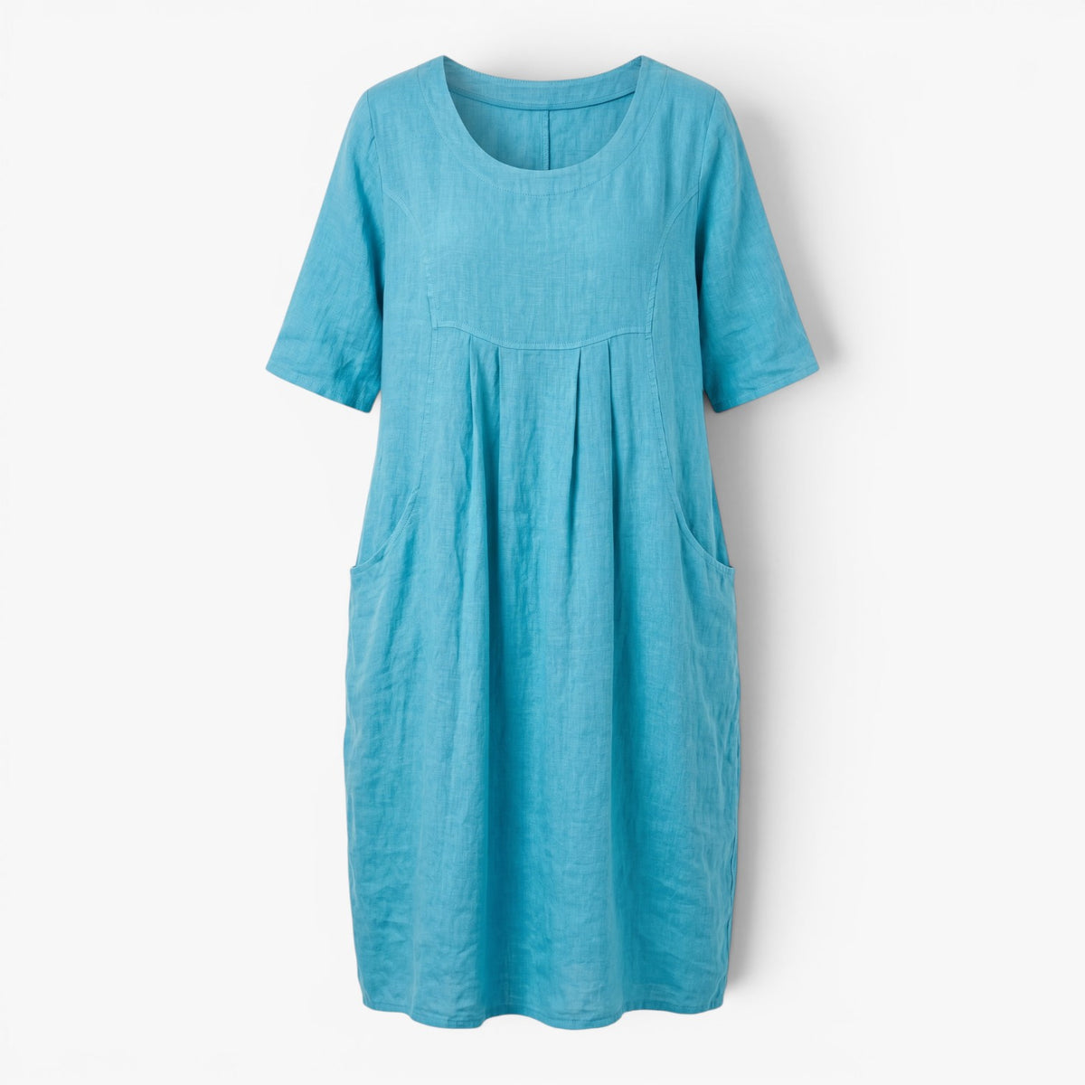 Robe midi décontractée avec poches et détail froncé doux à l'avant pour femmes