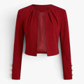 Dame cropped åben-front blazer med knapdetaljer ved manchet