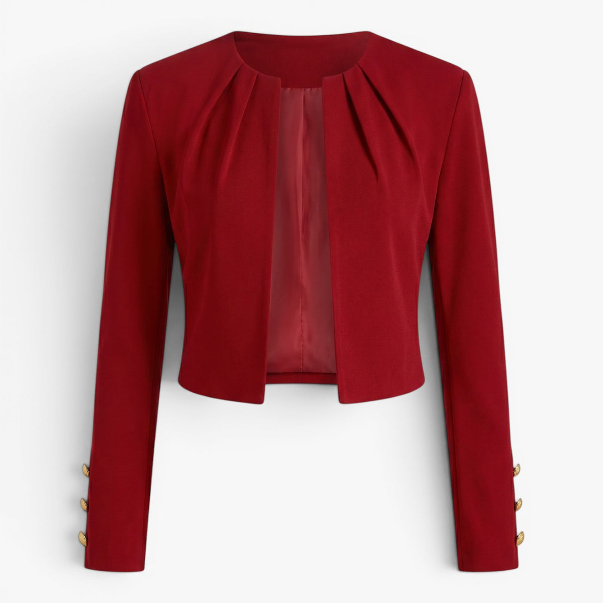 Dame cropped åben-front blazer med knapdetaljer ved manchet