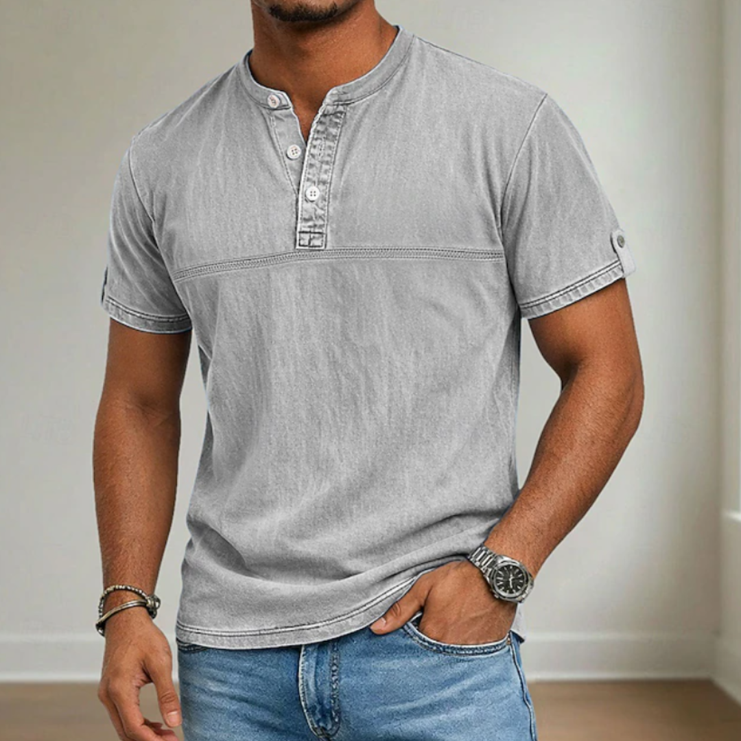 Men's Washed Henley T-Shirt