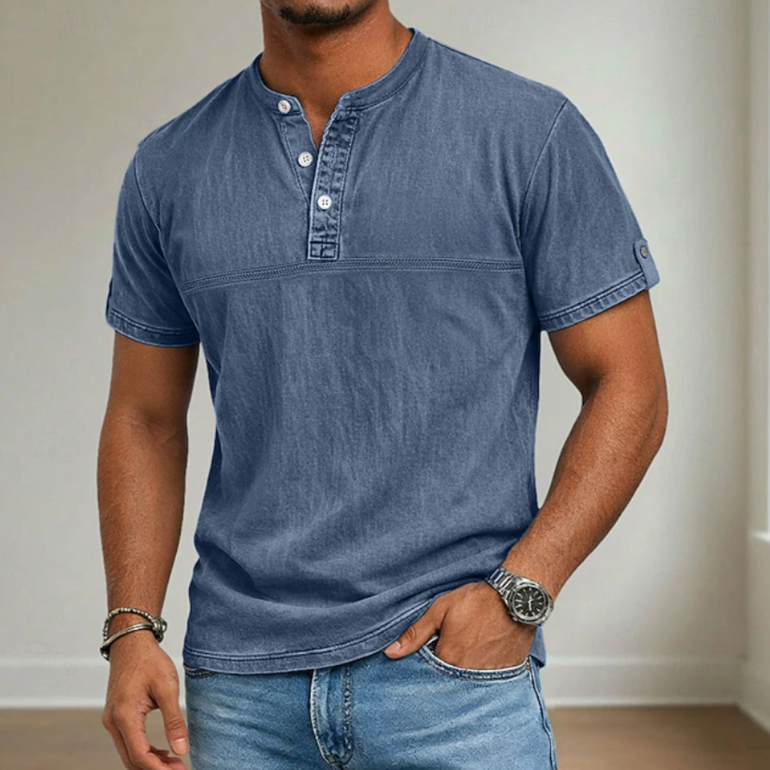 Men's Washed Henley T-Shirt