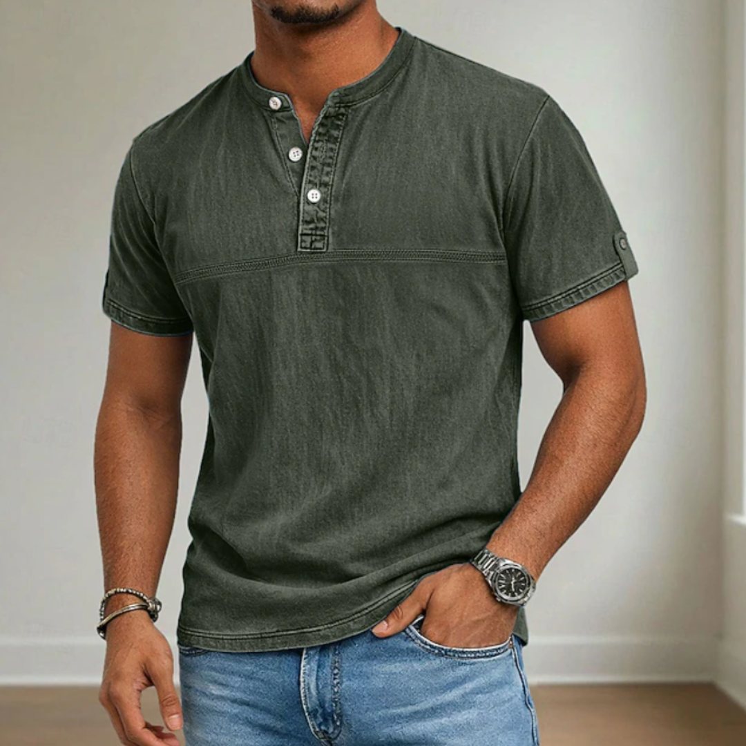 Men's Washed Henley T-Shirt