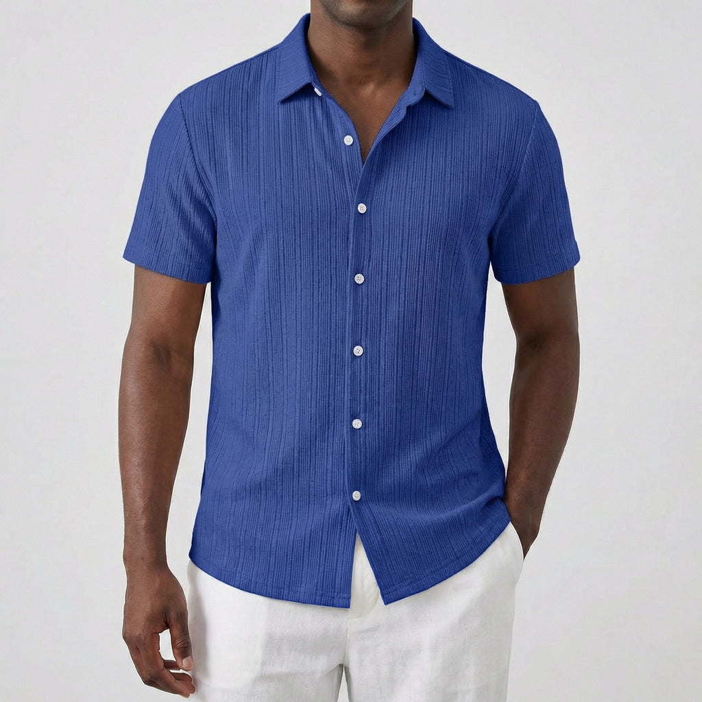 Men’s Short Sleeve Linen Shirt with Classic Collar