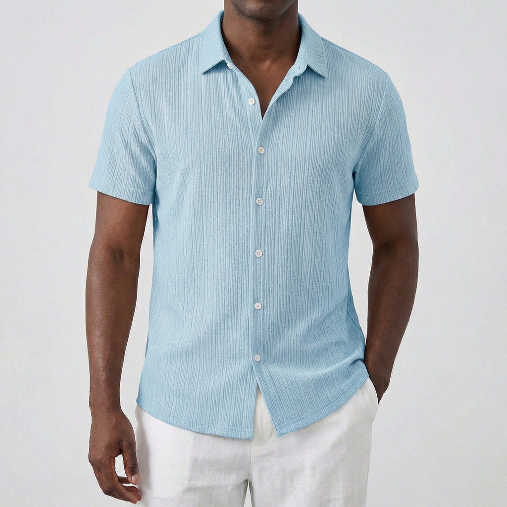 Men’s Short Sleeve Linen Shirt with Classic Collar