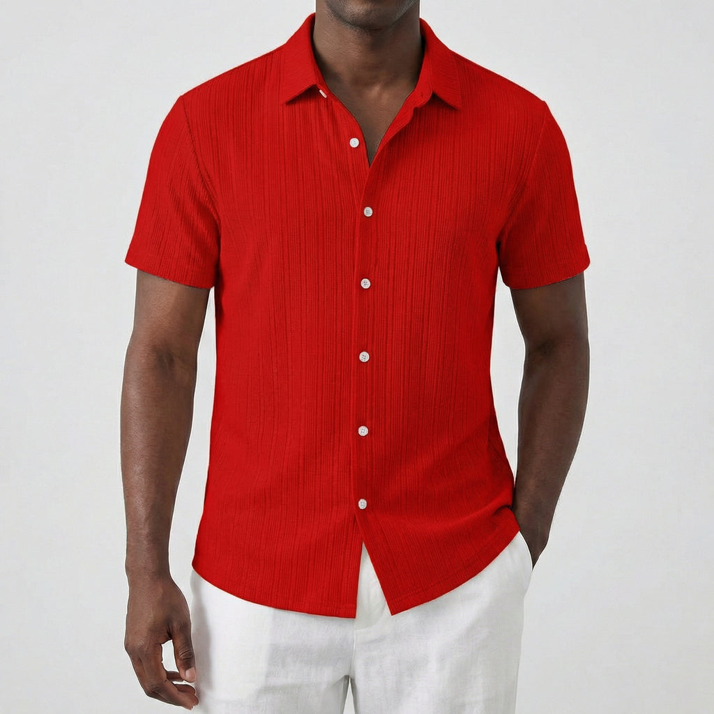 Men’s Short Sleeve Linen Shirt with Classic Collar