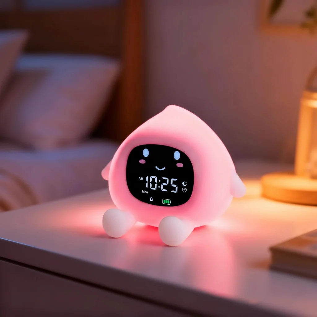 Sveglia digitale con personaggio carino, display e luce notturna da comodino